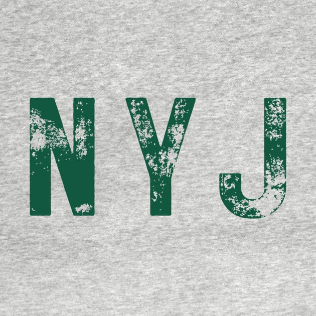 NYJ in Distressed Green text by Sleepless in NY